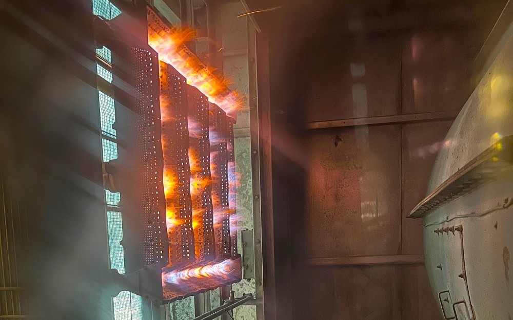 Air handler fire showing through