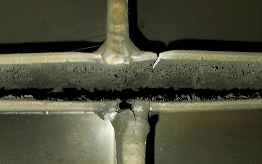 Cracked baghouse filter frame