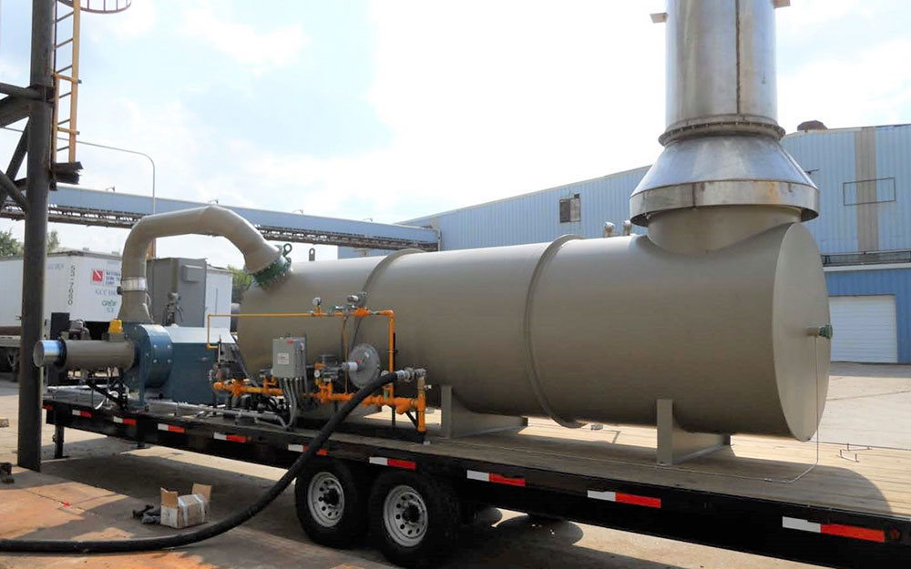 PolSys CEF-5 rental thermal oxidizer installed on-site