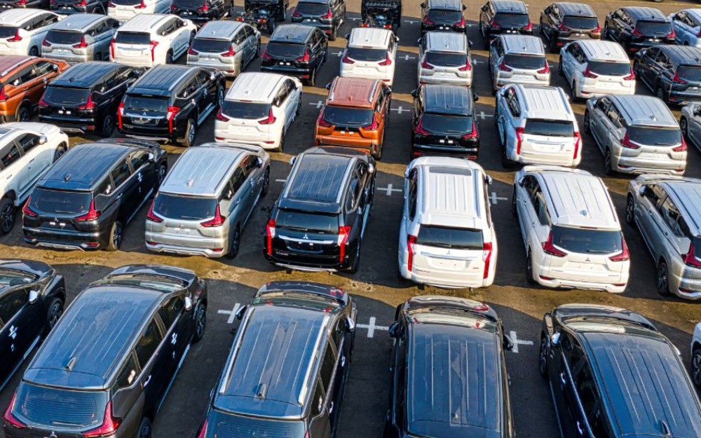 Cars lined up at an Auto Manufacturer