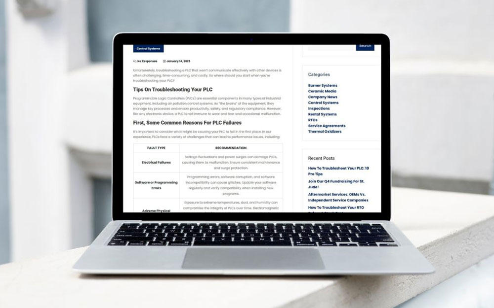 Laptop displaying blog